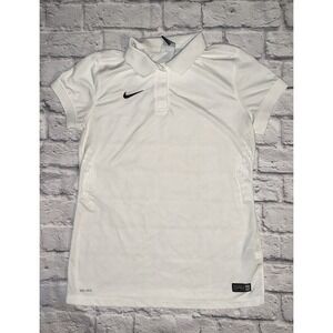 Nike Shirt Womens Medium Golf Polo Dri-Fit‎ Swoosh Active Performance White